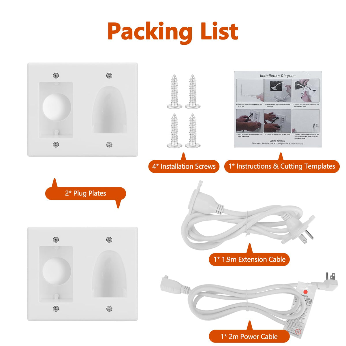 in Wall Cable Management Kit for Wall,Hide Cords Wall Mounted TV,Power Bridge Wall Kit for TV,Recessed Outlet for Organizing Cables Behind
