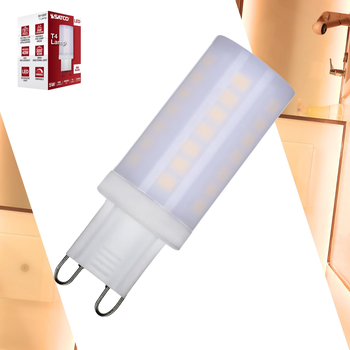 Satco 5 Watt JCD LED Frost 4000K G9 Base 120 Volt