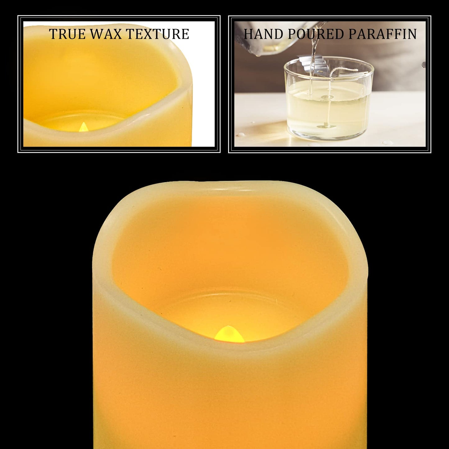 VETOUR Flameless LED Flickering Candles: 1 PC Battery Operated Eelctric Candle H6inch D3.15inch Real Wax Pillar Electric Candles with 10-Key Remote