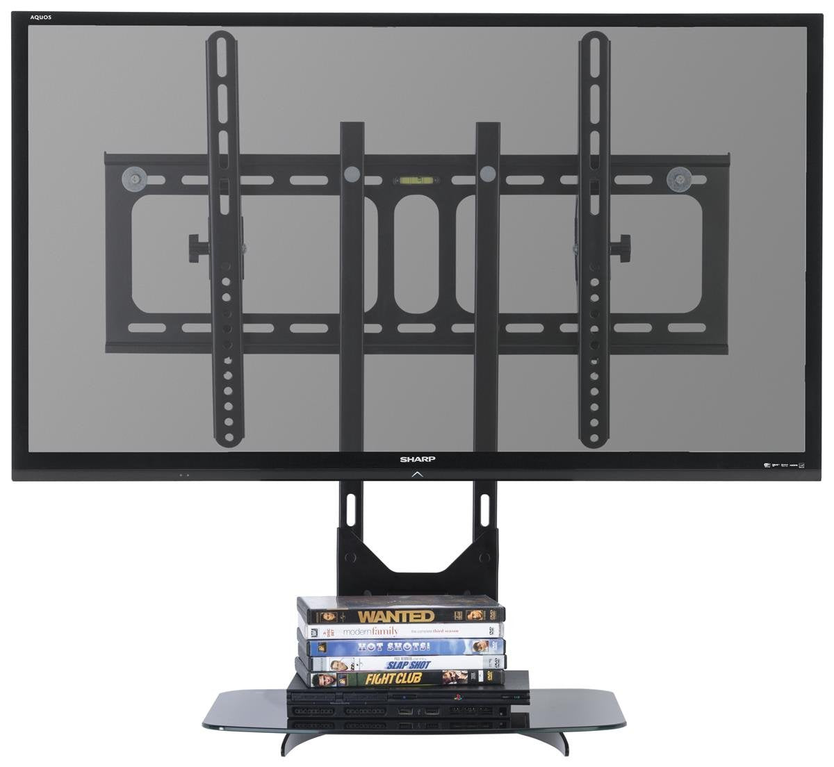 Displays2go SHFMT3255B VESA TV Mount for 32-55" HDTV Monitors, Fixed Bracket with Glass Shelf