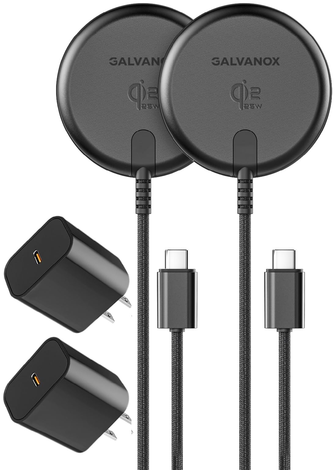 2-Pack Qi2.2 Certified 25W Magnetic Wireless Chargers for Samsung with Fast-Charging Wall Adapters for Galaxy S26 Ultra, zFold, S25, Android Phones