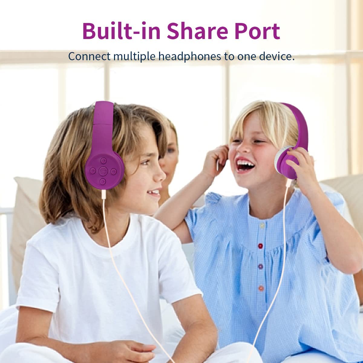 YUSONIC Girls Wireless Headphones, Bluetooth Kids Headphones,5 Button Easy Use, 93db Volume Limited with Built-in Mic for Cell Phones TV Tablet…