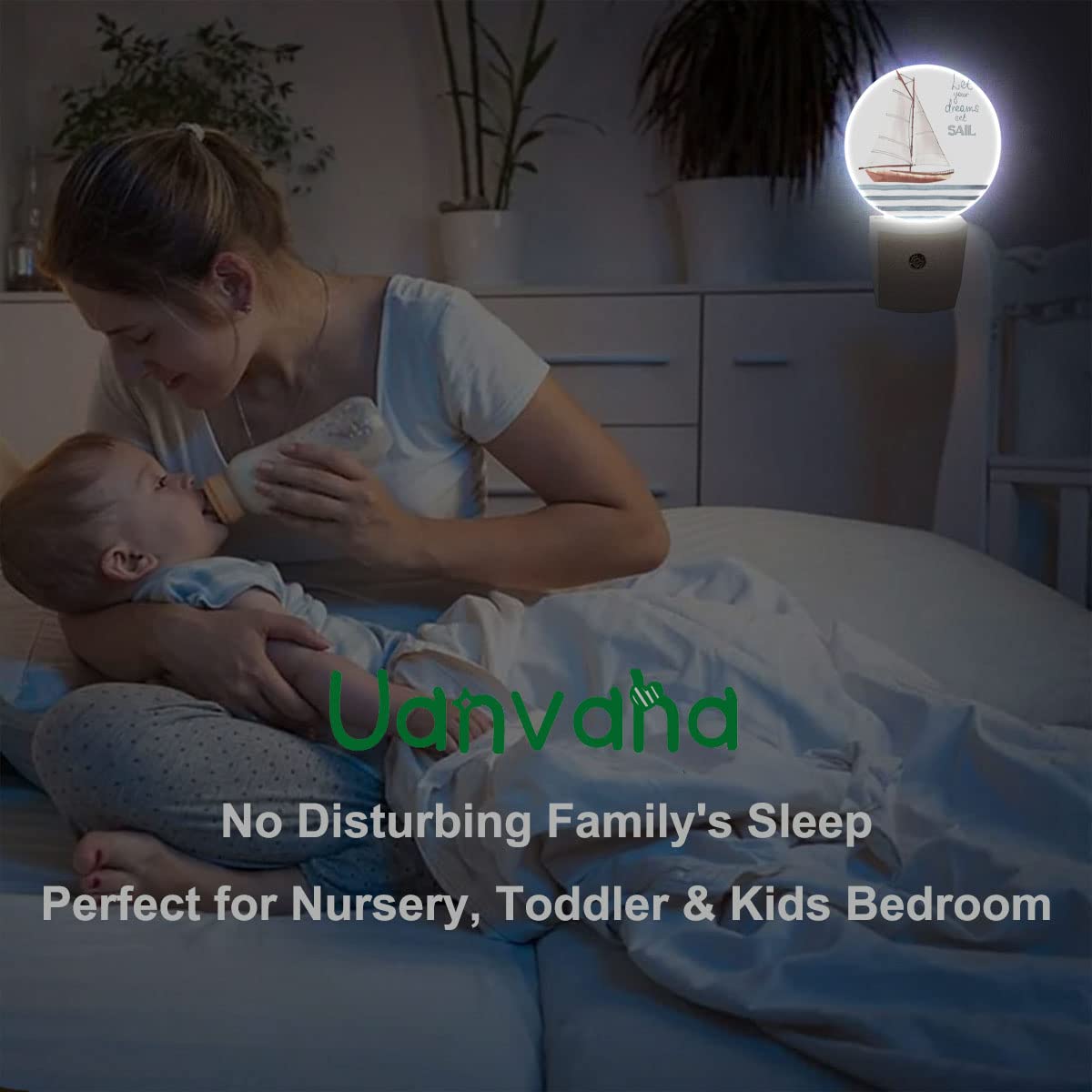 Uanvaha Boat Night Light Let Your Dreams Set Sail Sea Nautical Night Lights Plug into Wall 0.5W LED Lighting Auto on/Off for Hallway Stairway Kitchen