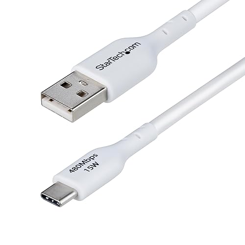 StarTech.com 3m (9.8ft) USB-A to USB-C Charging Cable, Charge & Sync, 3A, USB 2.0, TPE Jacket, White USB Charging Cord