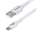 StarTech.com 3m (9.8ft) USB-A to USB-C Charging Cable, Charge & Sync, 3A, USB 2.0, TPE Jacket, White USB Charging Cord