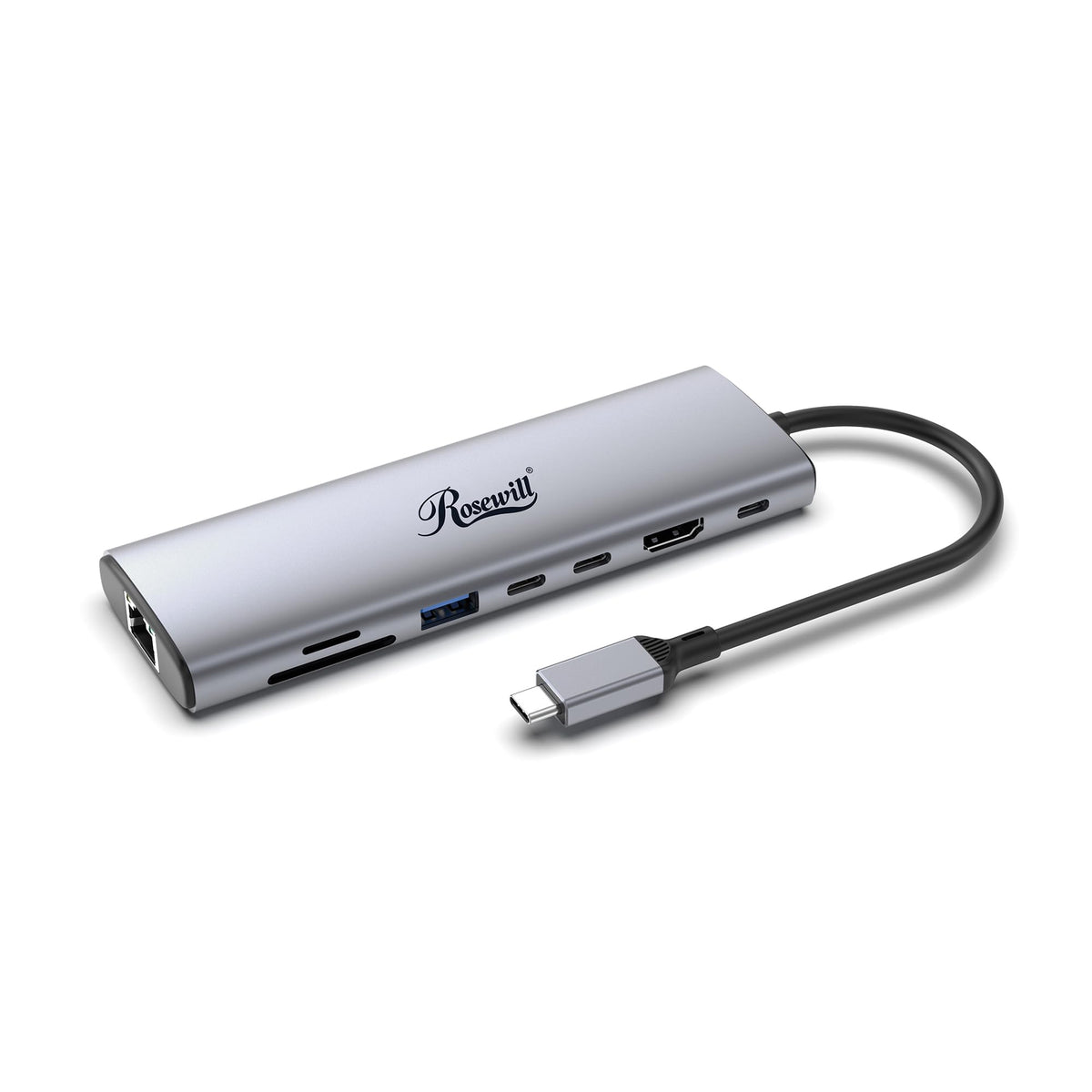 Rosewill 8-in-1 USB-C Hub with 4K HDMI 2.0, 10Gbps USB-A Ports for MacBook, Dell XPS, ThinkPad, HP Laptops - RHUB-M8