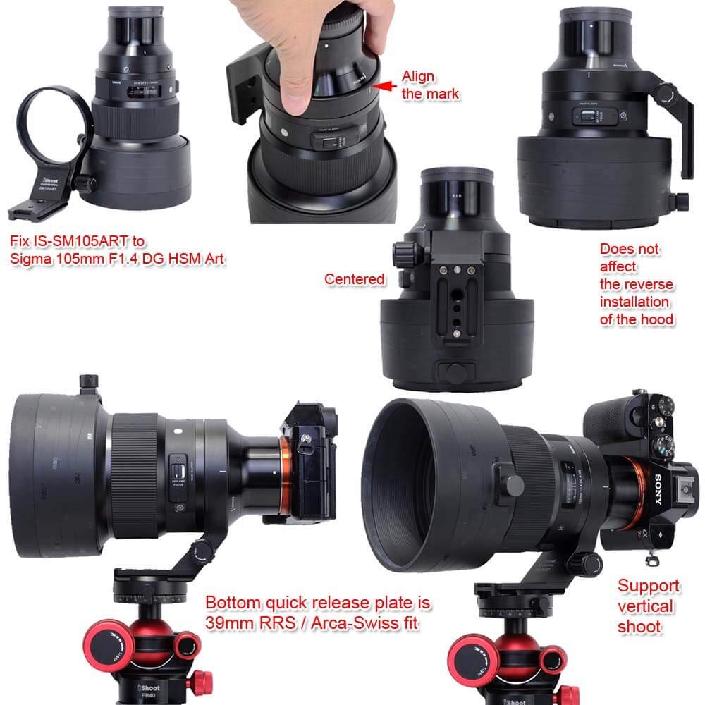 iShoot Lens Collar Tripod Mount Ring Support Holder BracketCompatible with Sigma 105mm f/1.4 DG HSM Art (EF/FX/FE/L Mount) & Sigma 100-400mm f/5-6.3