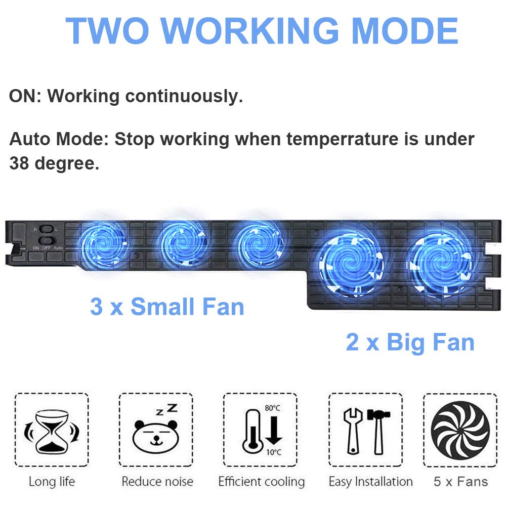 Linkhood Cooling Fan for PS4 PRO, USB External Cooler 5 Fan Turbo Temperature Control Cooling Fans for Sony PlayStation Pro Gaming Console
