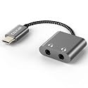 Cubilux USB C Double Headphone Splitter, Type C to Dual 3.5mm Jacks Audio Sharing Adapter Compatible with iPhone 17/16/15, iPhone 17/16/15 Pro Max