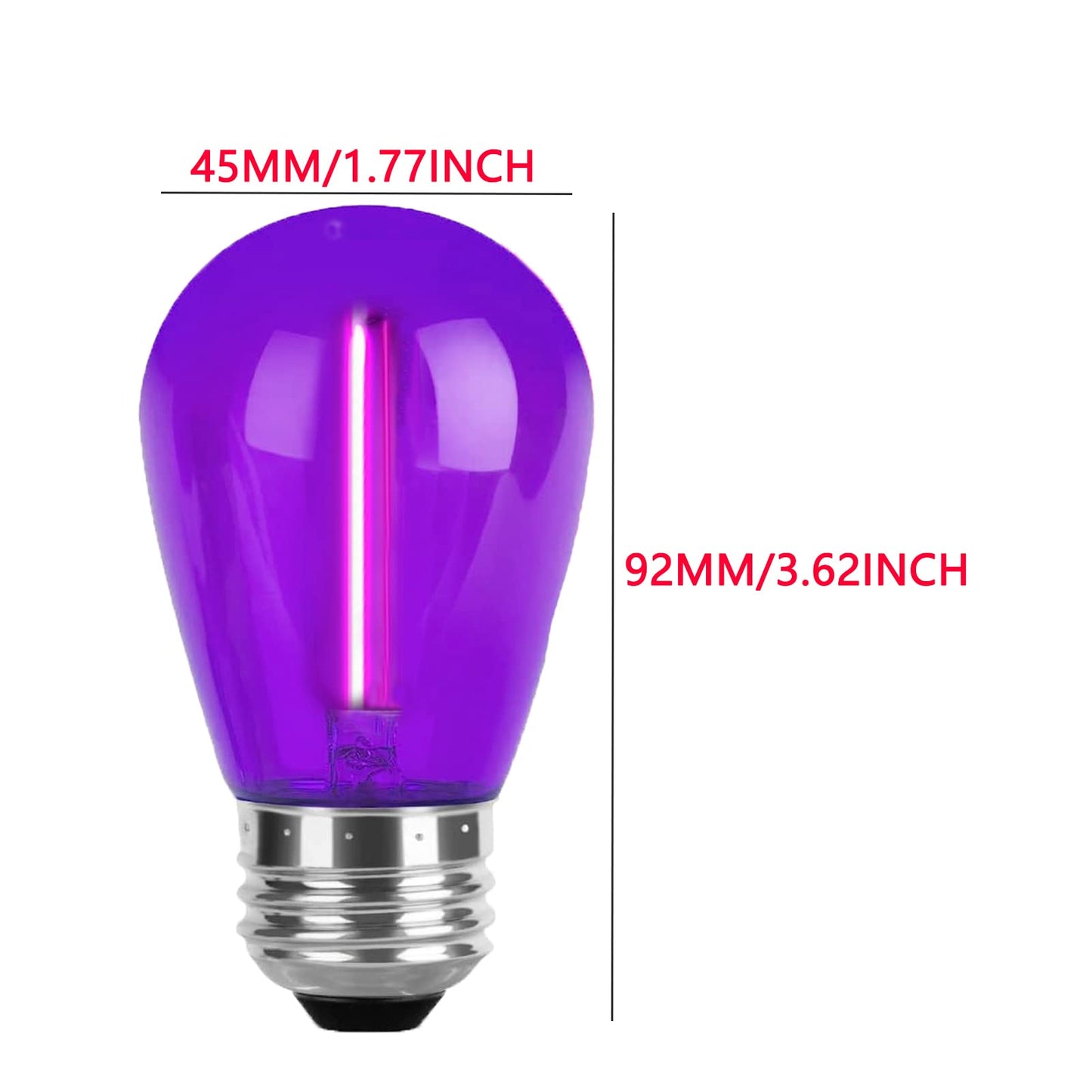 JuzizjMEFOD S14 Purple Replacement Light Bulbs 1W LED String Light Bulb Plastic Shatterproof Waterproof Decorative Purple Filament Halloween Bulbs E26
