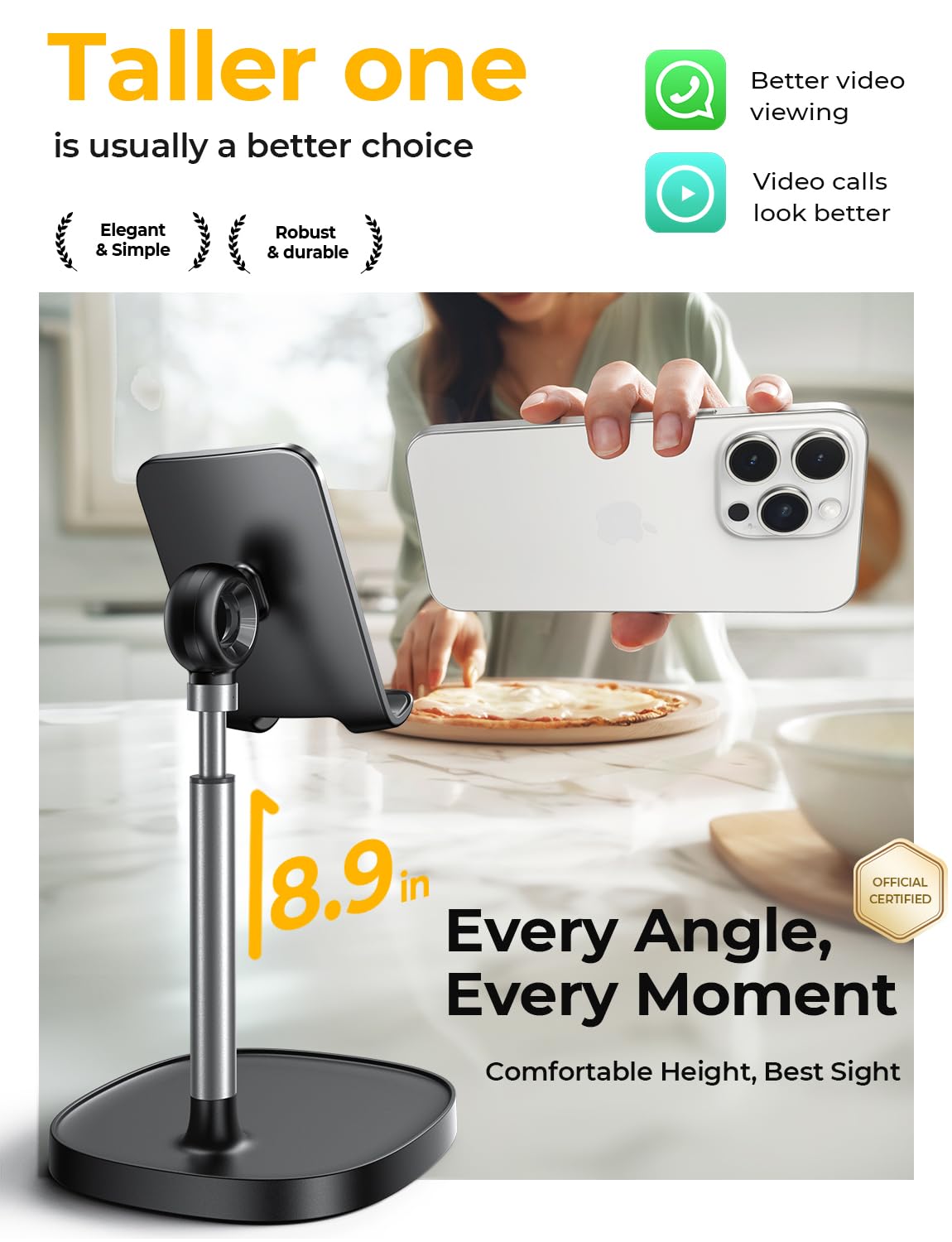 LISEN Cell Phone Stand Phone Holder for Desk Office Decor, Office Desk Accessories Women PC Gaming Essentials iPhone Stand Gadgets Men Gifts for Mom
