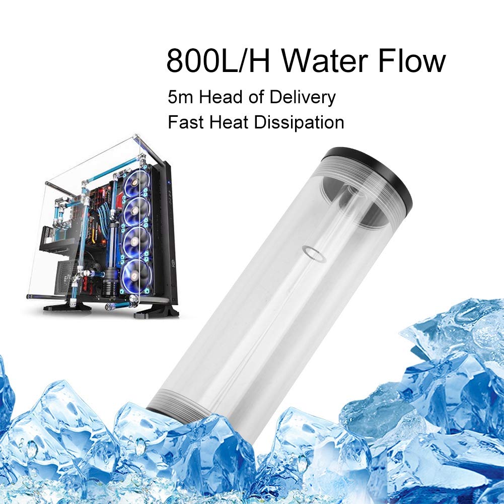 CPU Water Cooler System for PC,Cylinder Water Cooling Heat Sink,50m Diameter & 160mm Long Computer Heat Dissipation Water Cooling 800L/H Mini DC