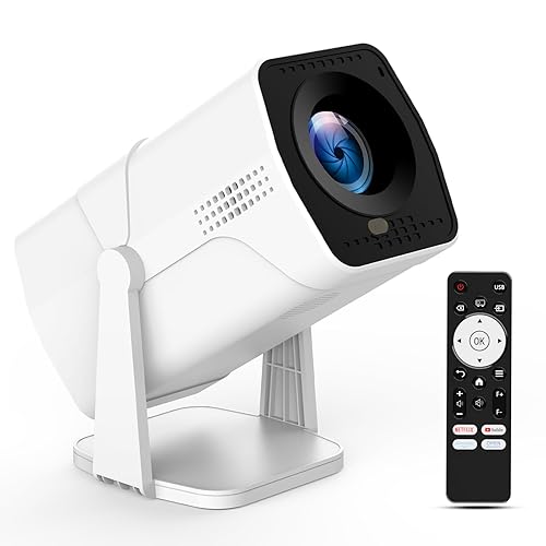 Projector with WiFi and Bluetooth, Smart TV OS with Officially Apps, 270° Rotatable Ceiling Projector, 1080P, Auto Keystone, Zoom, Mini, Outdoor Movie