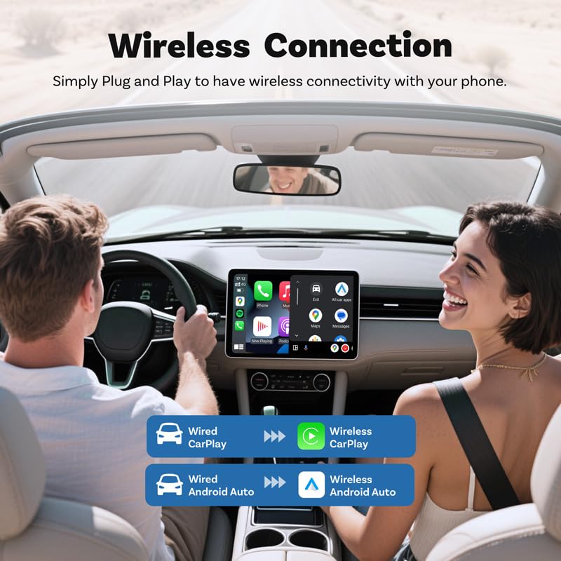 WANDMANICOS Upgraded Wireless CarPlay Adapter for OS 10+ or Android 11, Mini Wired to Wireless Adapter for CarPlay ?Android Auto, Plug and Play