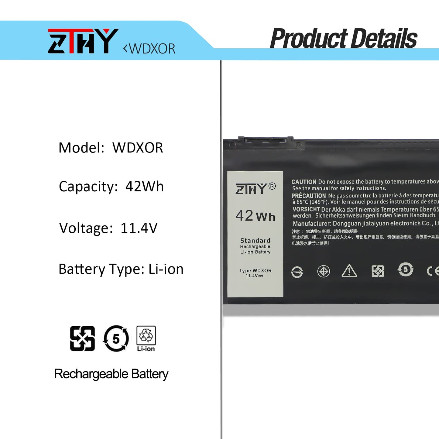 WDX0R 3CRH3 Battery Replacement for Dell Latitude 3480 3580 3189 3379 Inspiron 15 7579 7573 7560 7569 7570 5565 5567 5570 5578 5579 7586 7368 7378