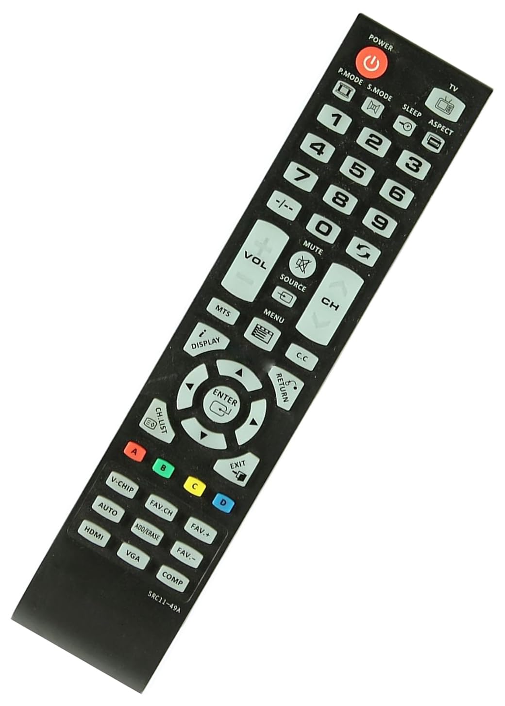 SRC11-49A SRC1149A TV Remote Control Compatible for Seiki TV Sc322ti, Sc402TT