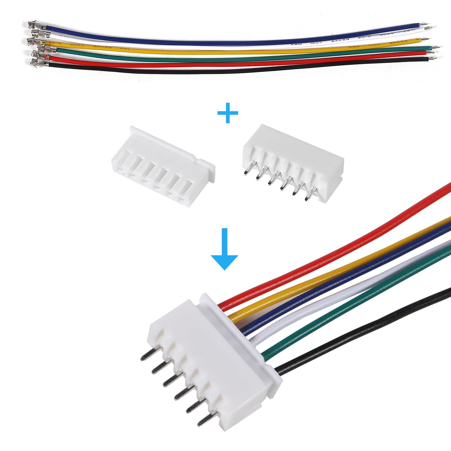 XH 2.54mm Connector Socket Kit and Pre-Crimped Cable Wire 2Pin 3 Pin 4 Pin 5 Pin 6 Pin 7Pin Housing JST Adapter Male and Female Cable Connectors