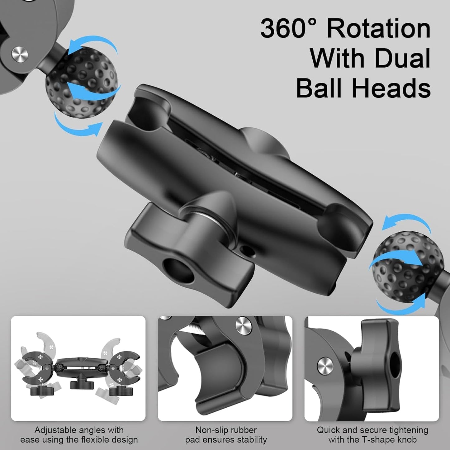 KMDODO 2 Pcs SuperClamp Double Camera Clamp with Dual Mount Bracket and Magic Arm Ball Head - Versatile Photography Accessory for Light Stands