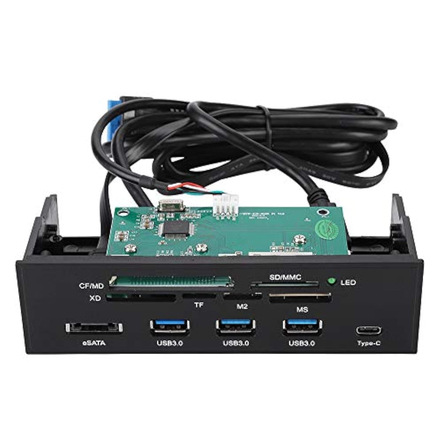 ASHATA Front Panel Hub 11 Port PC Front Panel with USB 3.0 Ports USB 3.1 eSATA Port and 6 Card Slots Card Reader Support M2 MSO Memory MS XD 64G CF