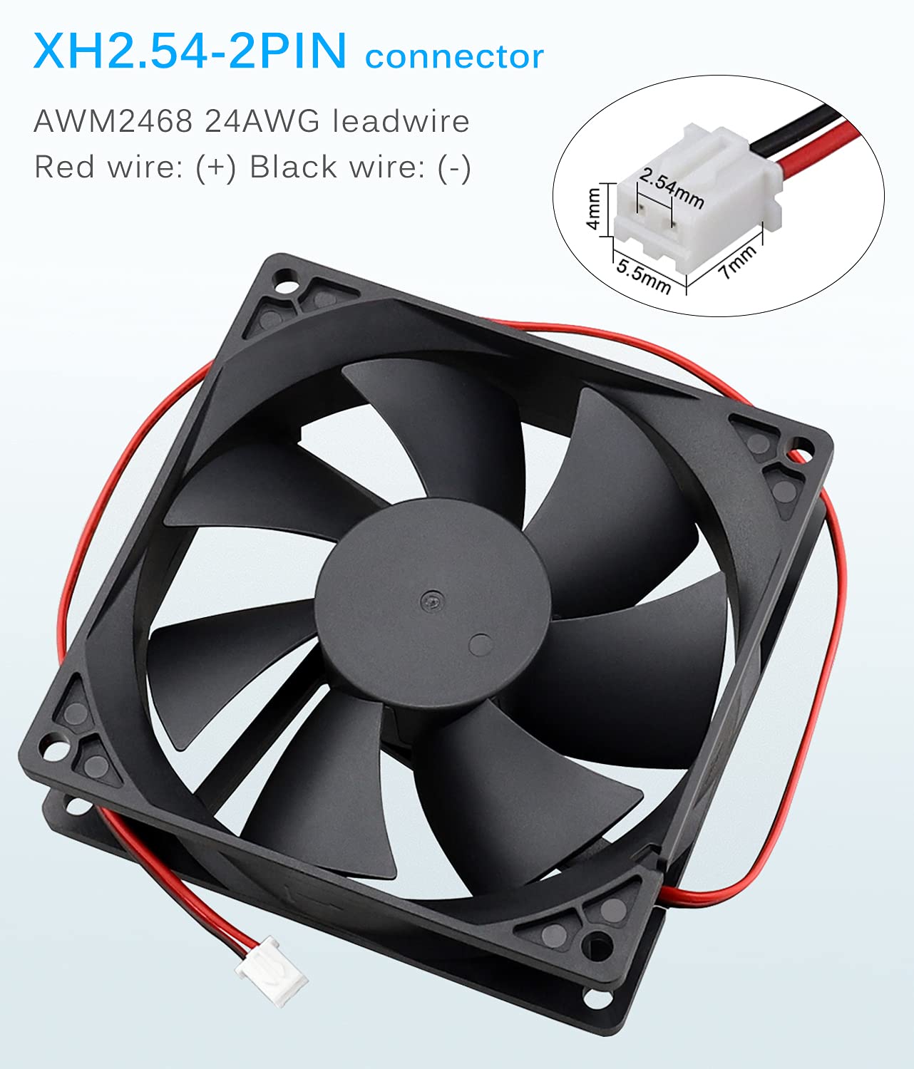 GDSTIME 92mm x 92mm x 25mm 90mm 3.6 Inches 12v Brushless DC Cooling Fan 2 Pin