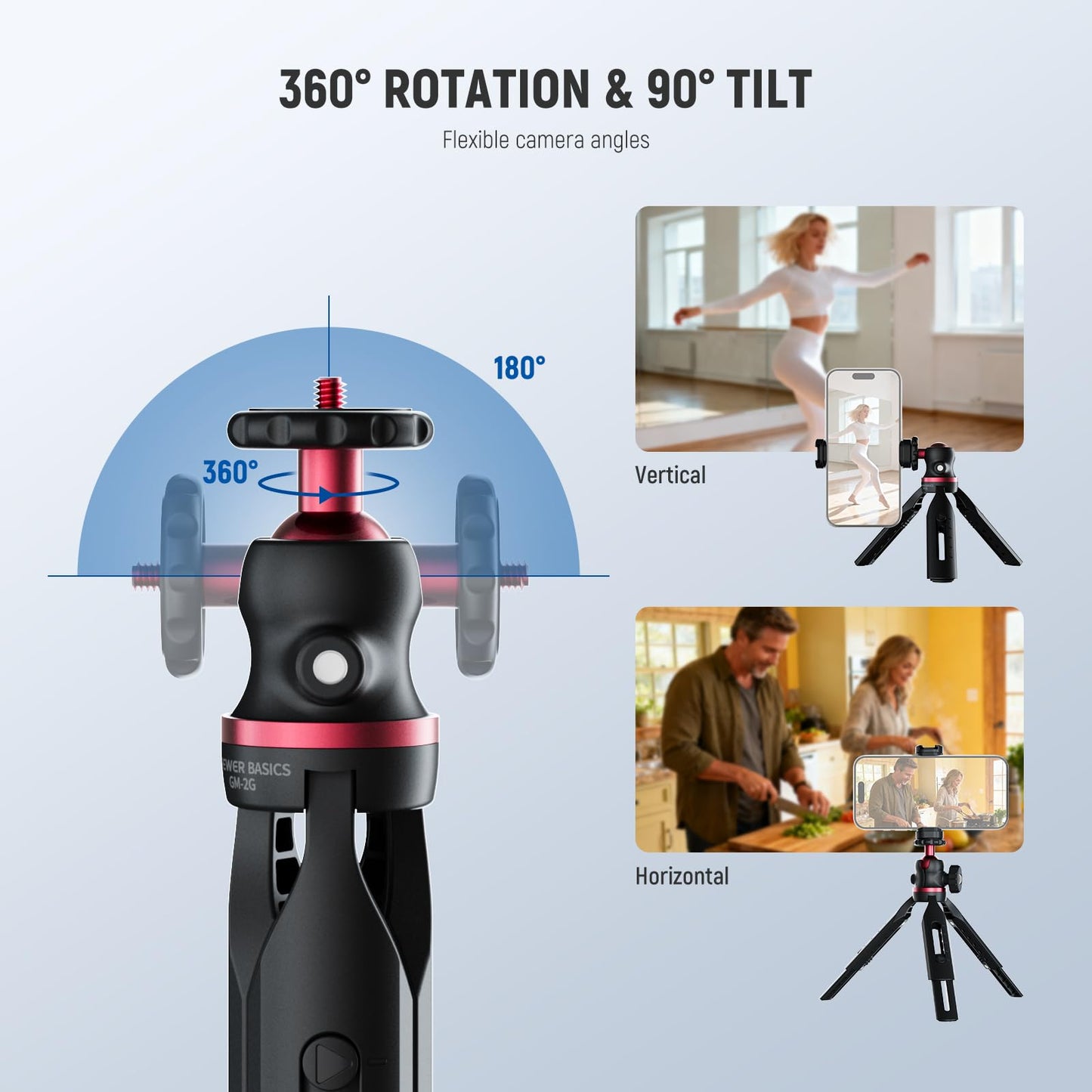 NEEWER Entry Level Version Mini Tripod for Camera, 360° Small Desk Portable DSLR Webcam Cell Phone Mount Holder Stand Selfie Stick Grip Compatible
