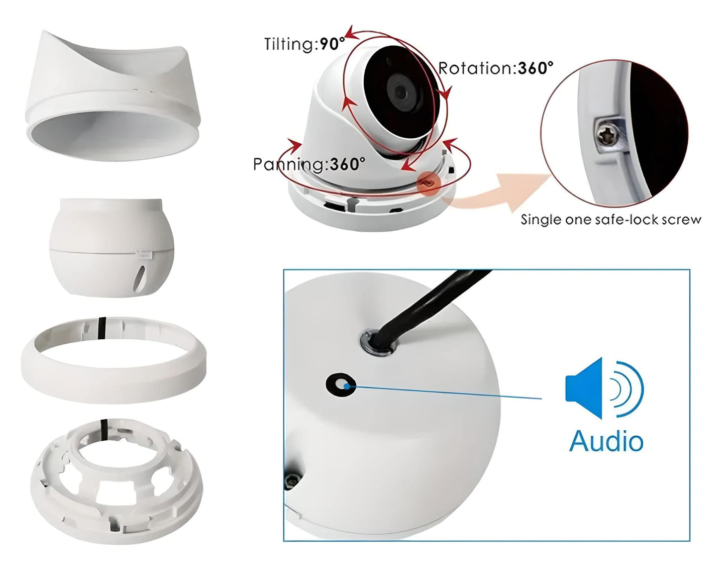 Auview 6MP PoE Security Camera Outdoor/Indoor, Wide Angle 110° 2.8mm IP Camera with Built-in Microphone, 100ft IR Night Vision, IP66 Weatherproof