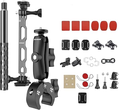 Bike Motorcycle Handlebar Mounting Bundle Kit for Insta360, Third-Person Bicycle Handlebar Selfie Stick Clamp Action Camera Accessories Mount