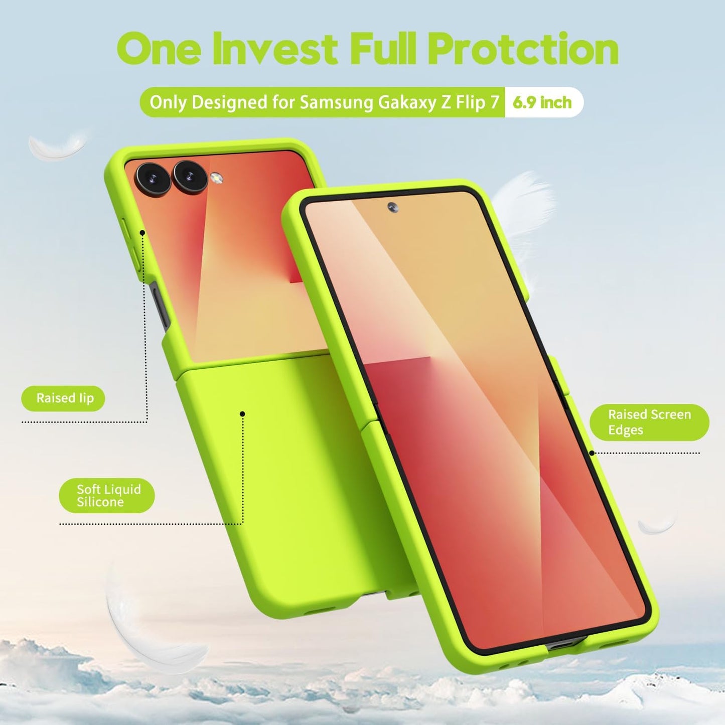 oakxco for Samsung Galaxy Z Flip 7 Phone Case Liquid Silicone, Cute Thin Slim Soft Rubber Gel for Women Men, Smooth Matte Plain Bright Color Simple