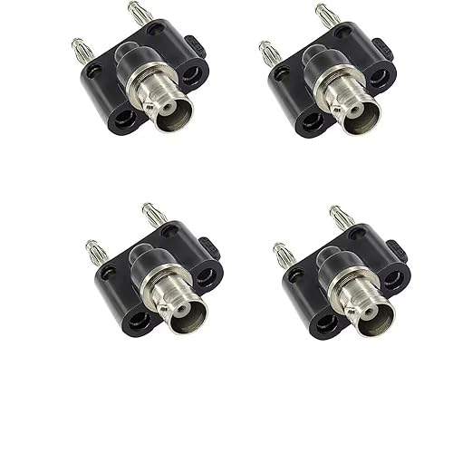 Lagogia 4mm BNC Female to 2X 4mm Dual Banana Male Coaxial RF Binding Post Adapter Connector, Pack of 4