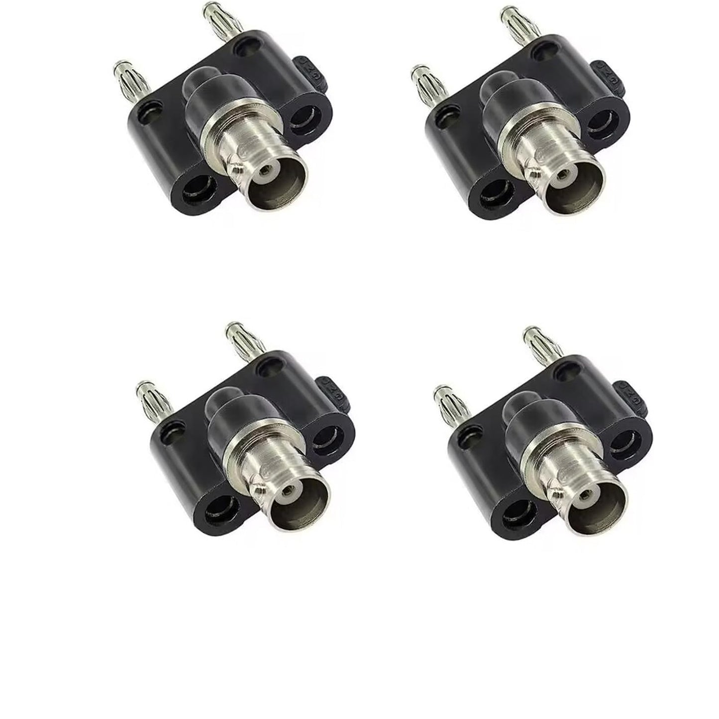 Lagogia 4mm BNC Female to 2X 4mm Dual Banana Male Coaxial RF Binding Post Adapter Connector, Pack of 4