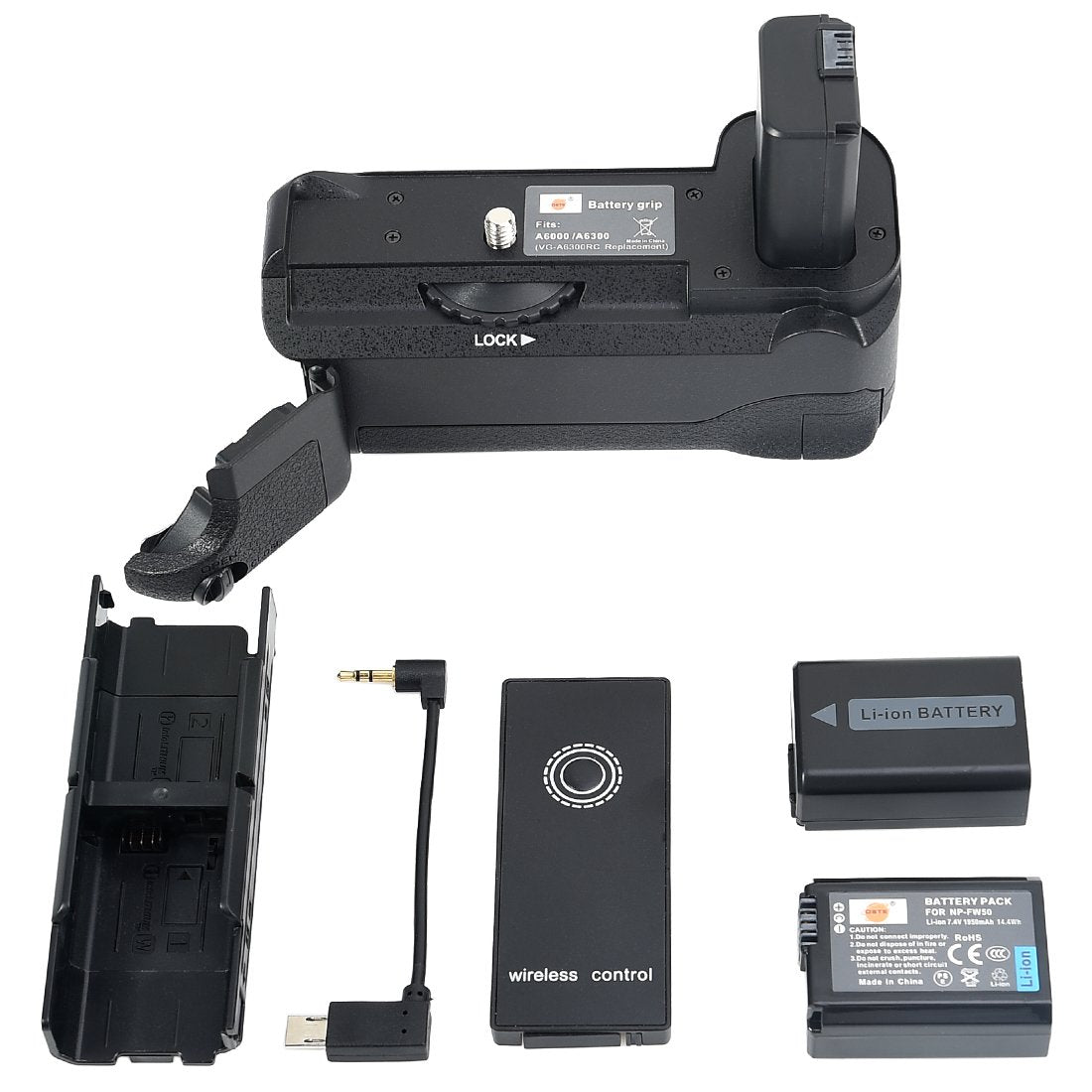 DSTE Pro IR Remote Control VG-6300 Vertical Battery Grip + 2X NP-FW50 Battery Compatible with Sony A6300 A6400 A6100 A6000 Digital Camera
