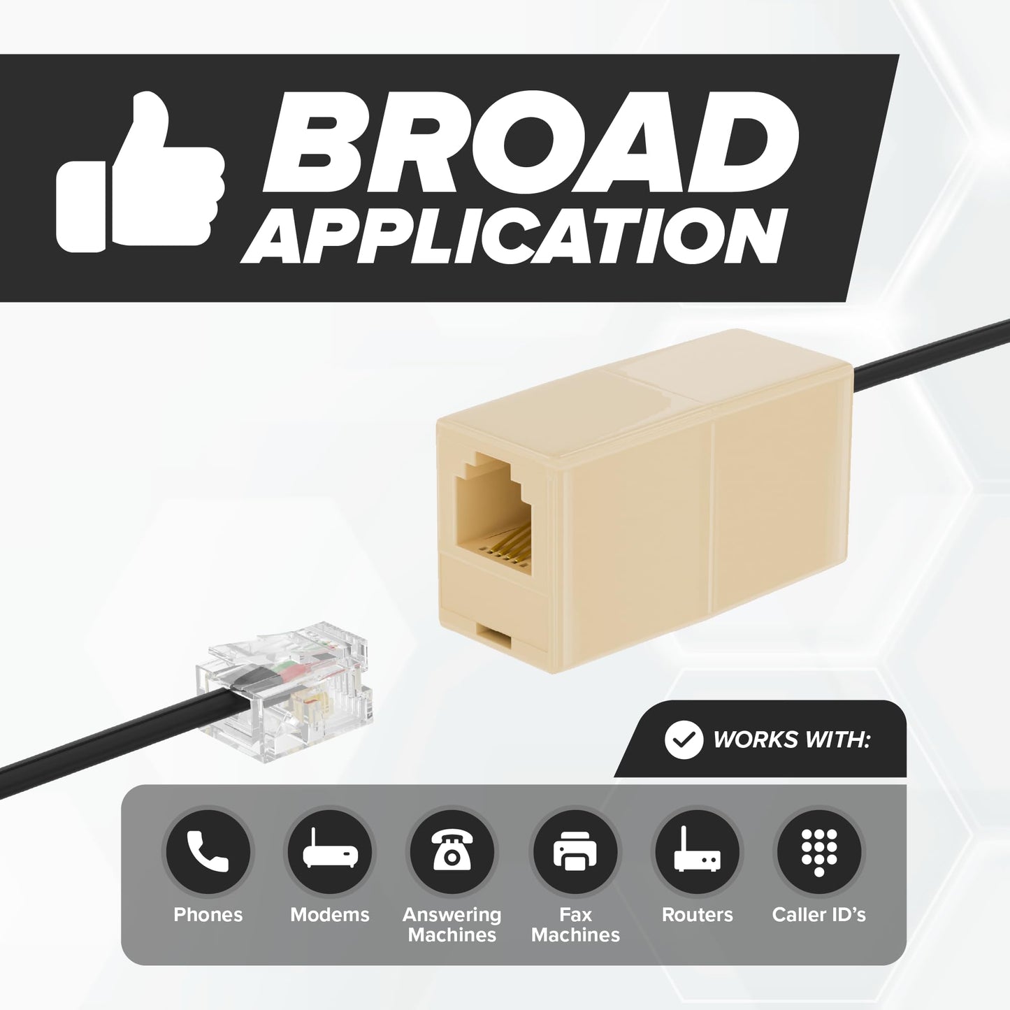 THE CIMPLE CO Phone Cord for Landline, 50 FT, Modular Telephone Extension Line, 2 Conductor (2 Pin, 1 Line) Cable, Works with FAX, AIO, and Other