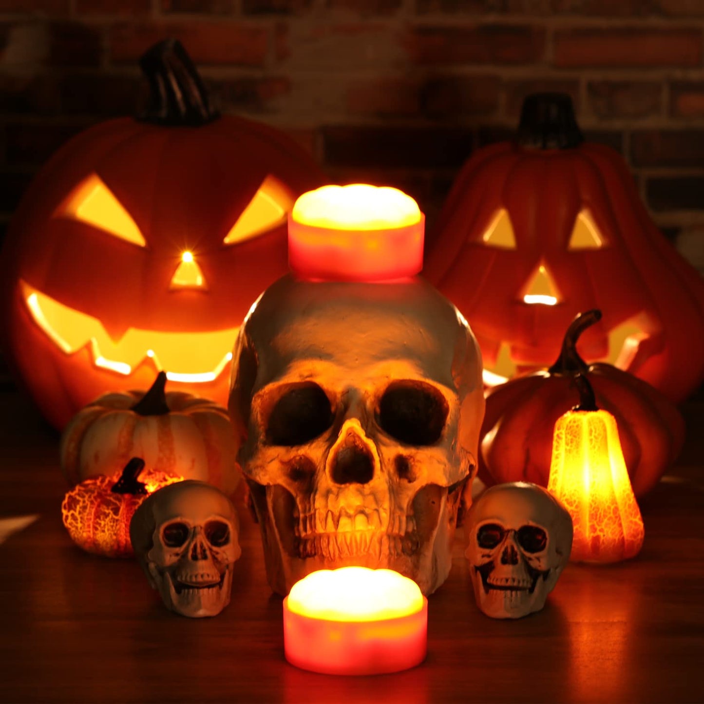 OWLBAY 4 PCS LED Pumpkin Lights with Remote Control and Timers, Bright Jack O’ Lantern Lights Battery Operated Flickering Flameless Candles