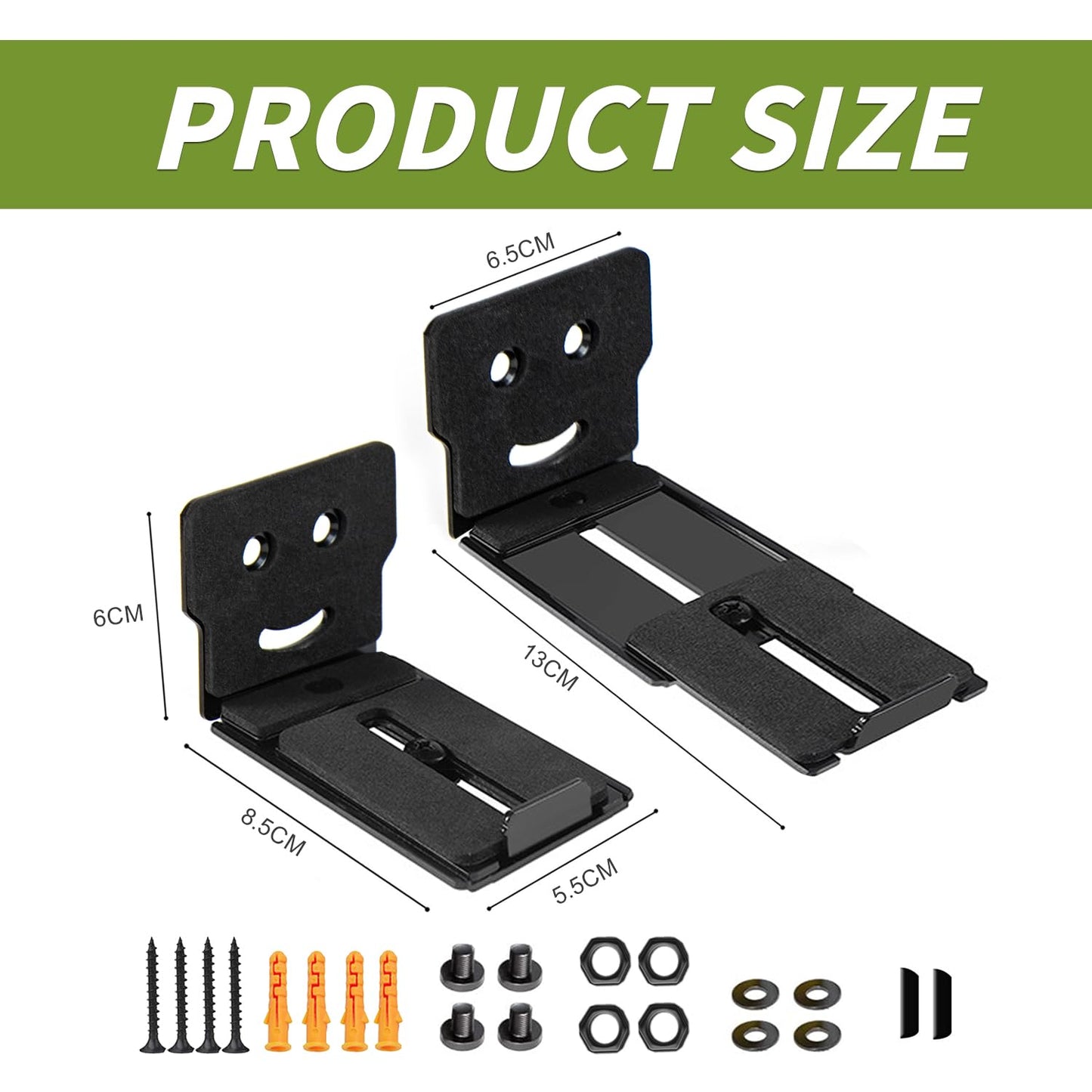 witrychuan Soundbar Wall Mount Bracket, Universal soundbar tv Mount Under tv with Two Depth Adjustable Speaker Stands, for Most Brands of Audio