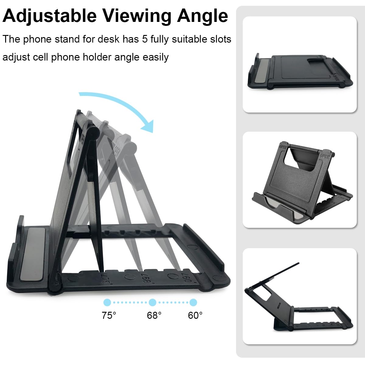POQOD 2 Pack Cell Phone Stand, Foldable Phone Holder for Desk Compatible with Phone 15 14 13 12 11 Pro Xs Xs Max Xr X 8, Nintendo Switch, All Phones