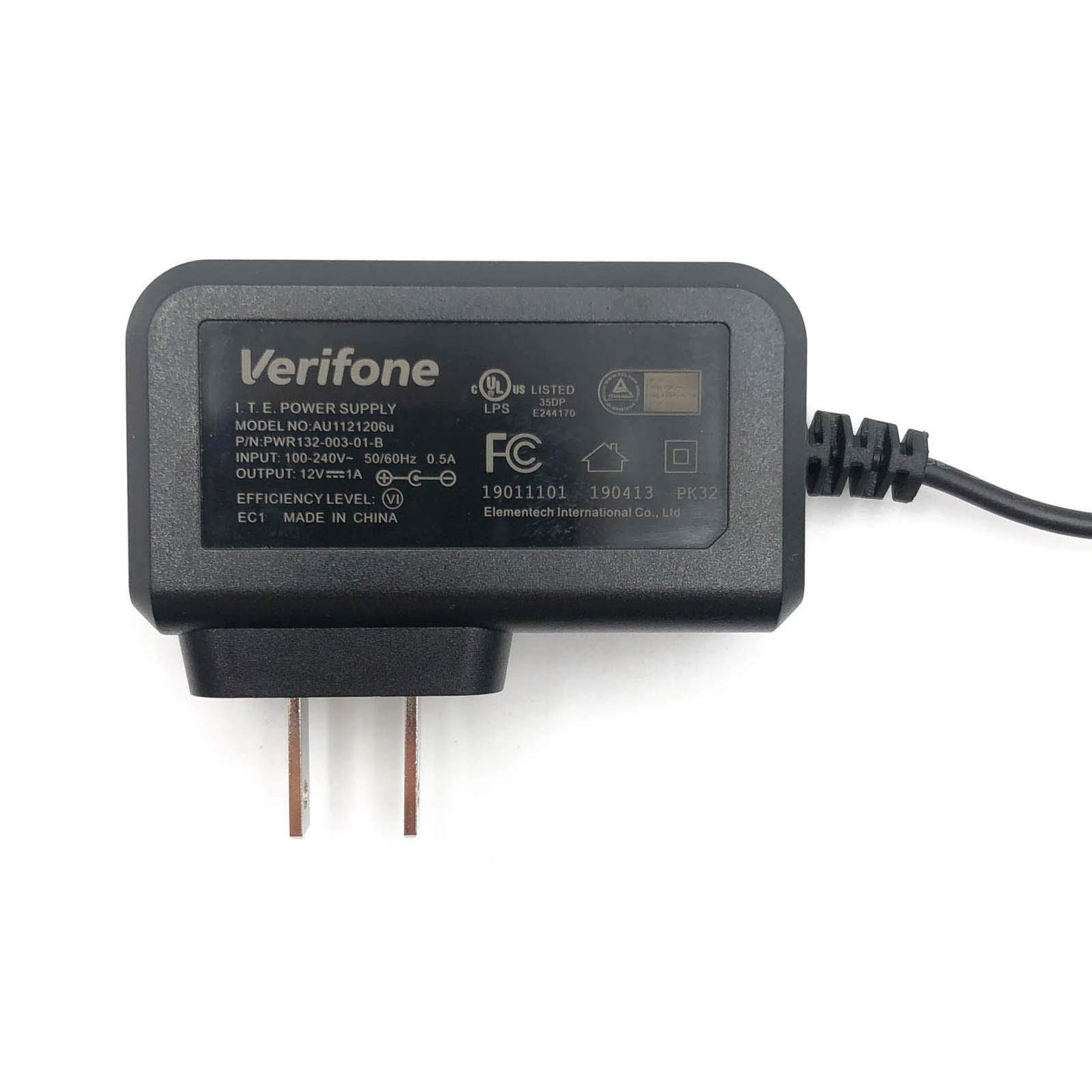 VeriFone AC Power Supply Adapter 12V 1A 12W for MX880 POS Credit Card Terminal Model AU1121206U P/N 1323-003-01 B Input 100-240V 50-60Hz 0.5A