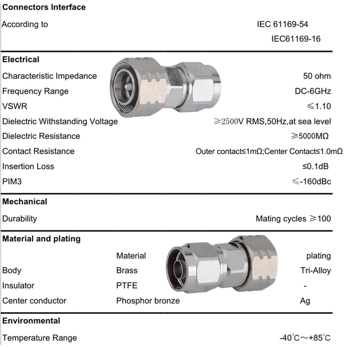 Come-buy 4.3/10 Mini DIN Connector Male Plug to N Male Plug Adapter 4.3-10 Mini DIN Male to N Male Aadptor (4.3/10 Male to N Male),4310-N-JJ