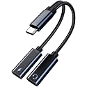 USB C Splitter, Dual USB C Headphones and Charger Adapter with PD 60W Fast Charging for iPhone 16/16Pro/16Pro Max, Pixel 8 7 6XL,Samsung Galaxy S25