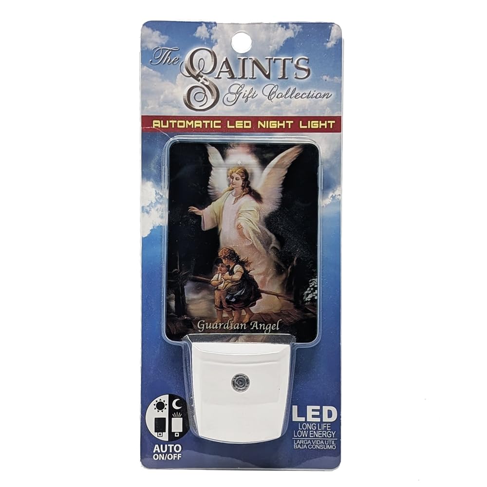 THE SAINTS COLLECTION Guardian Angel Night Light with Automatic Sensor, LED Flameless Plug-in Nightlight