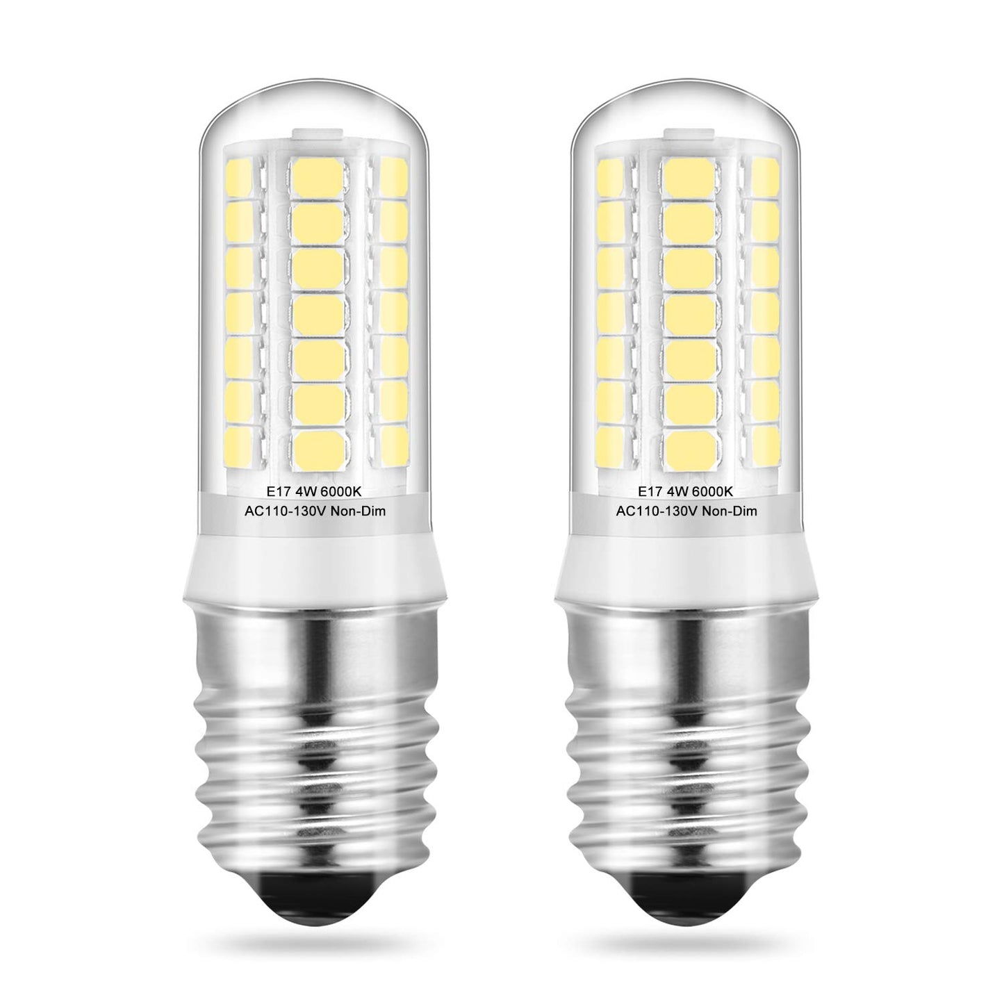 E17 LED Bulbs Under Microwave Over Stove Lights, Daylight 6000K, 40W Incandescent Equivalent, Non-Dimmable, Pack of 2