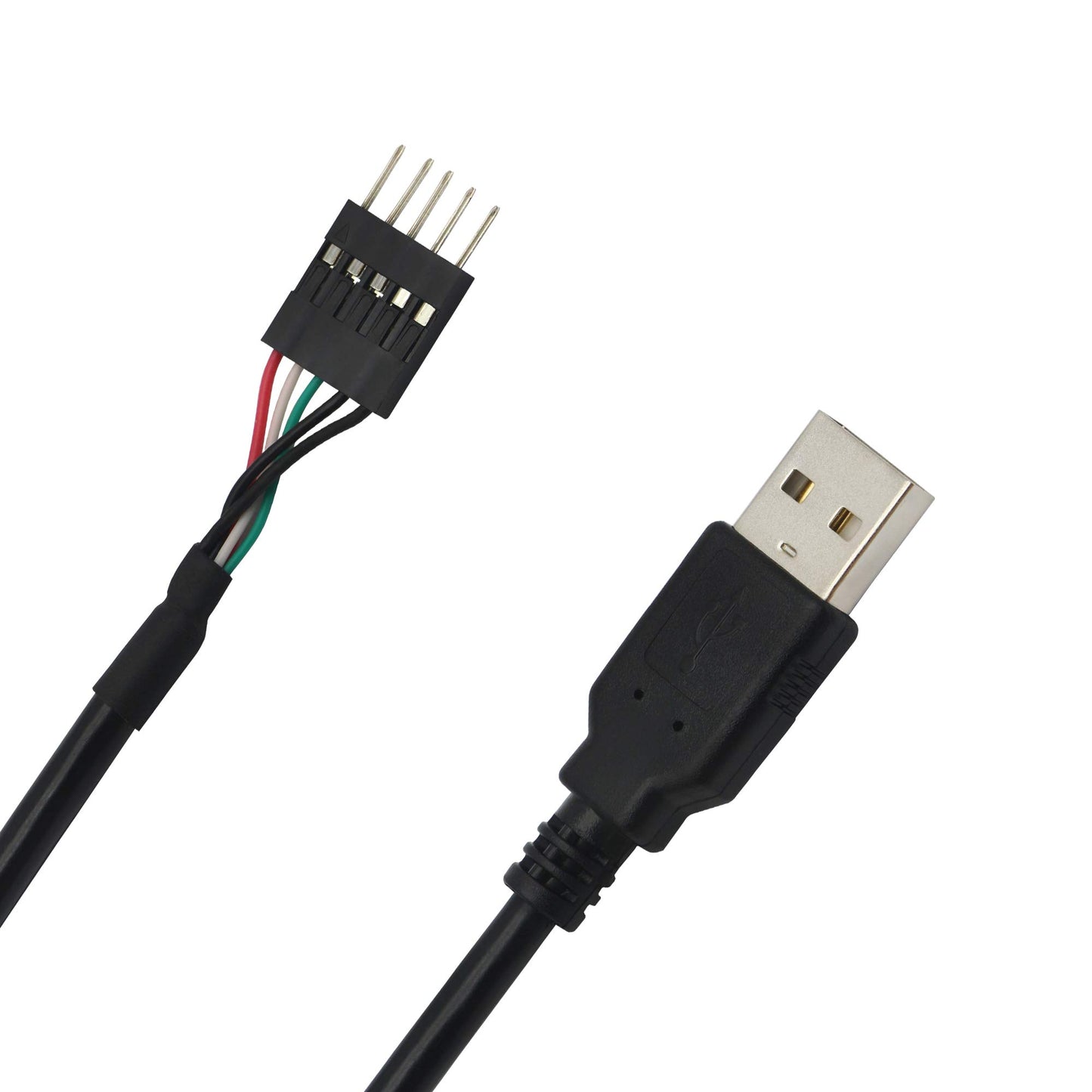 GINTOOYUN 5 Pin Motherboard Header to USB A, Dupont IDC 5-Pin to USB 2.0 Male Extender Adapter Cable-2PCS(1FT)