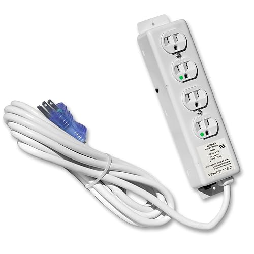 4 Outlet Hospital Grade Power Strip - 15ft Cord - Medical Use UL 1363A Compliant-Tamper Resistant Outlets
