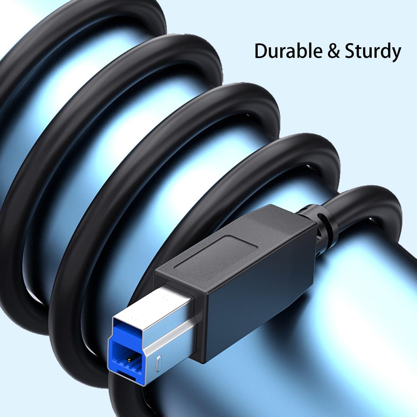 Pocxwa USB 3.0 Printer Cable, USB-A to B Male Cord 5Gbps Data Sync Compatible with Printers, Scanner, Docking Station, External Hard Drivers, Monitor