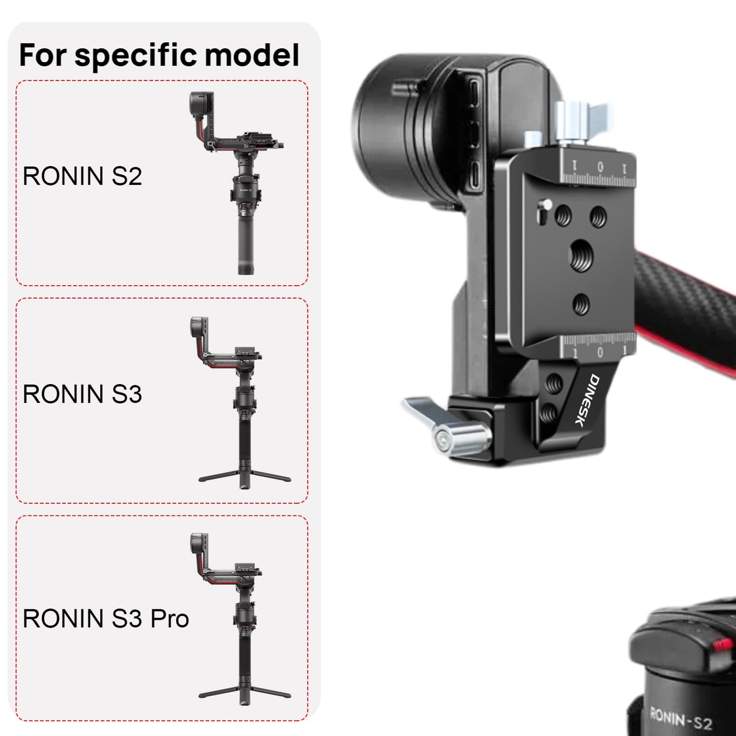 DINESK Vertical Camera Mount,Gimbal Vertical Shooting Camera Adapter Compatible with DJI RS 2/RS 3/RS3 PRO for IG YouTube Shorts Tiktok Video Extended