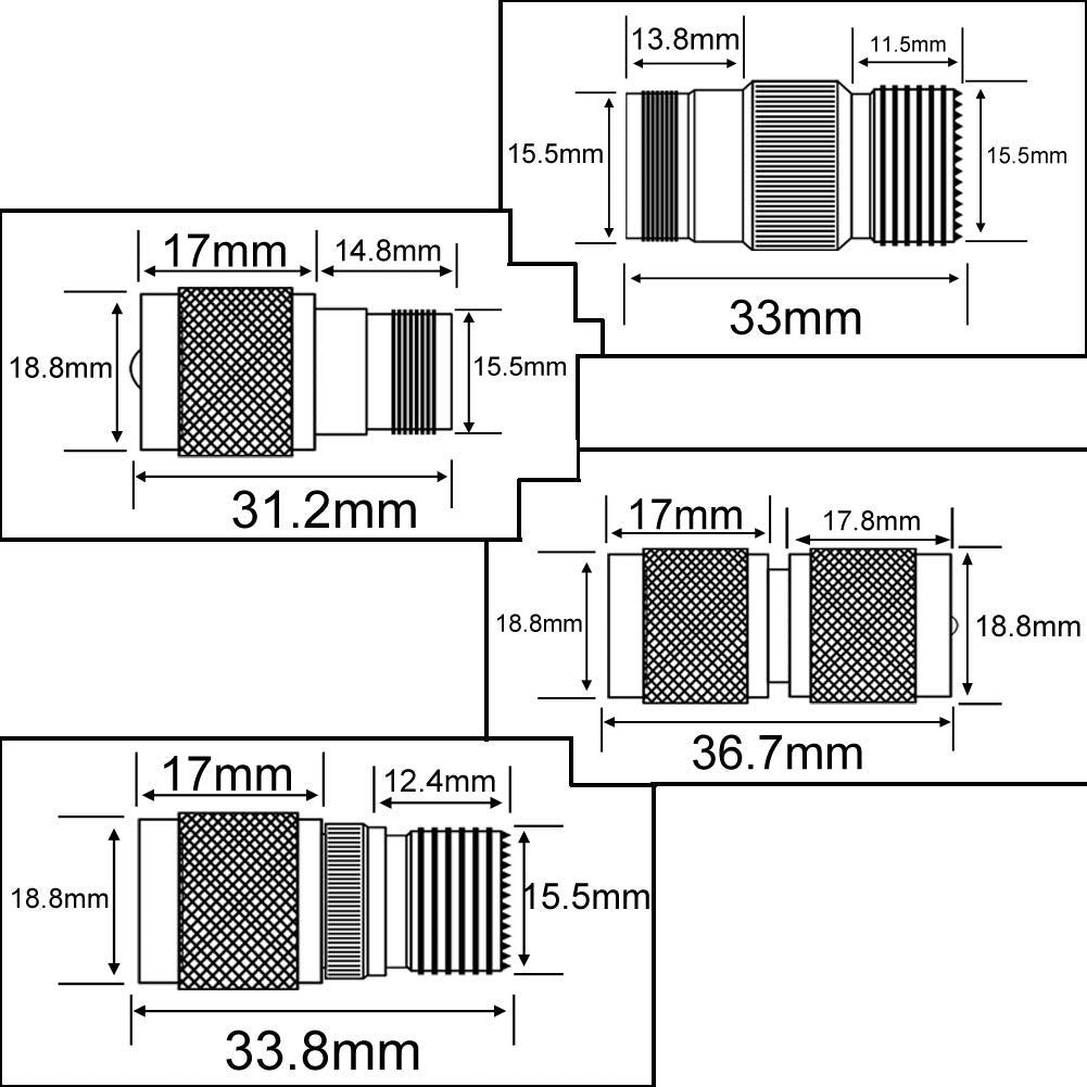 onelinkmore 4-Piece N to UHF Adapter Kit, Universal RF Coax Connector Set N Male/Female to PL-259 SO-239, Low Loss Adapters for CB Ham Radio Walkie
