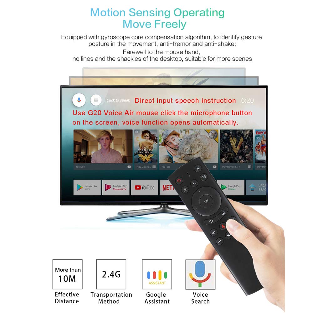G20S Voice Remote Control,2.4G Wireless Voice Control Sensing Air Remote Mouse with IR Learning for Nvidia Shield(Versions Before