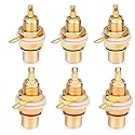 GDQLCNXB Gold Plated Female RCA Phono Panel Mount Chassis Socket Plug Jack Connector - (6 Pcs)