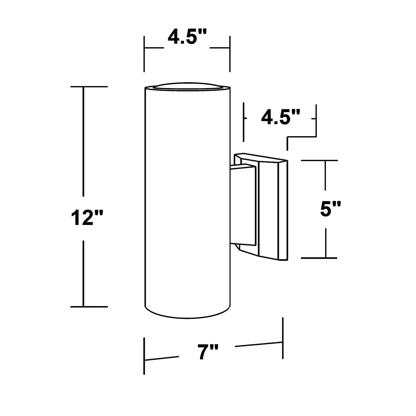 NICOR Lighting 12 inch Black Up and Down Cylindrical Bullet Light (50102BK)