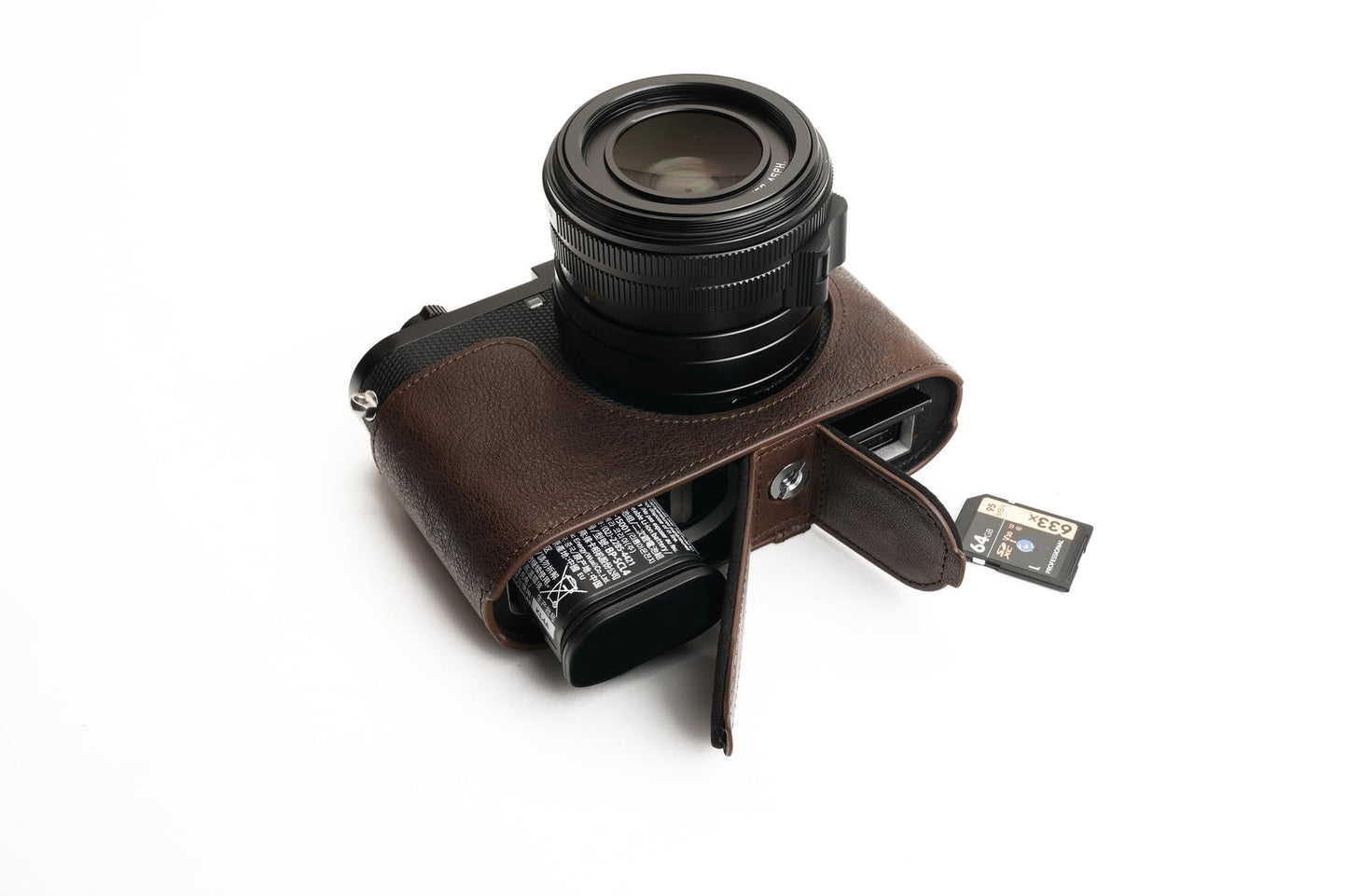 Handmade Genuine Real Leather Half Camera Case Bag Cover for Leica Q2 Coffee Color