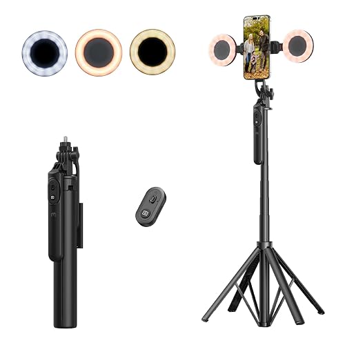 M MYBAT PRO 3 in 1 Flexible Phone Tripod with Wireless Remote,72" Tall Travel Tripod Stand w 1/4" Screw,Selfie Stick w Light for Photo Vlog, 360°